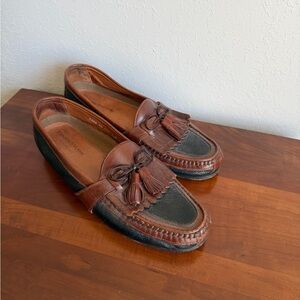 Johnston & Murphy Aragon II Kiltie Tassel Black Brown Leather Loafer Mens 10.5